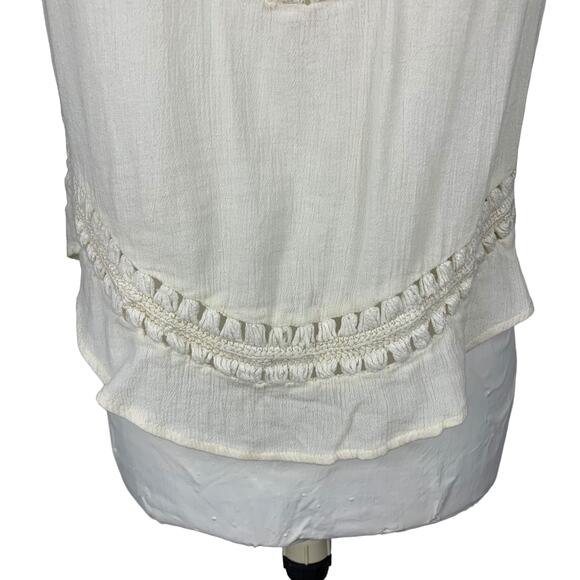 Crocheted Sleeveless Top Womens M Boho Festival Cottage Hippie Western Macrame - Picture 8 of 9